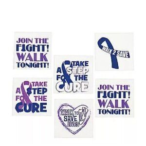216 Tattoos RELAY FOR LIFE Cancer Awareness Purple Ribbon Temporary Tattoos